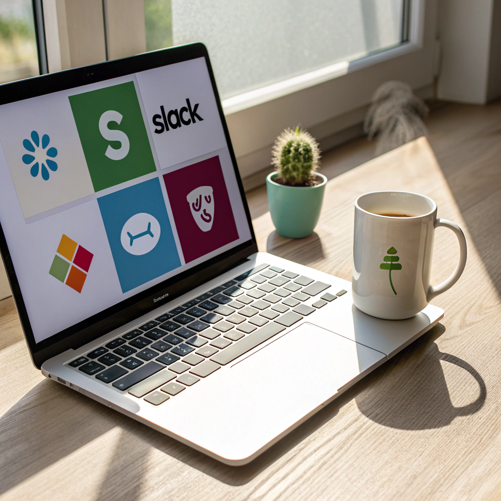Organized administrative workspace with digital tools and professional documentation