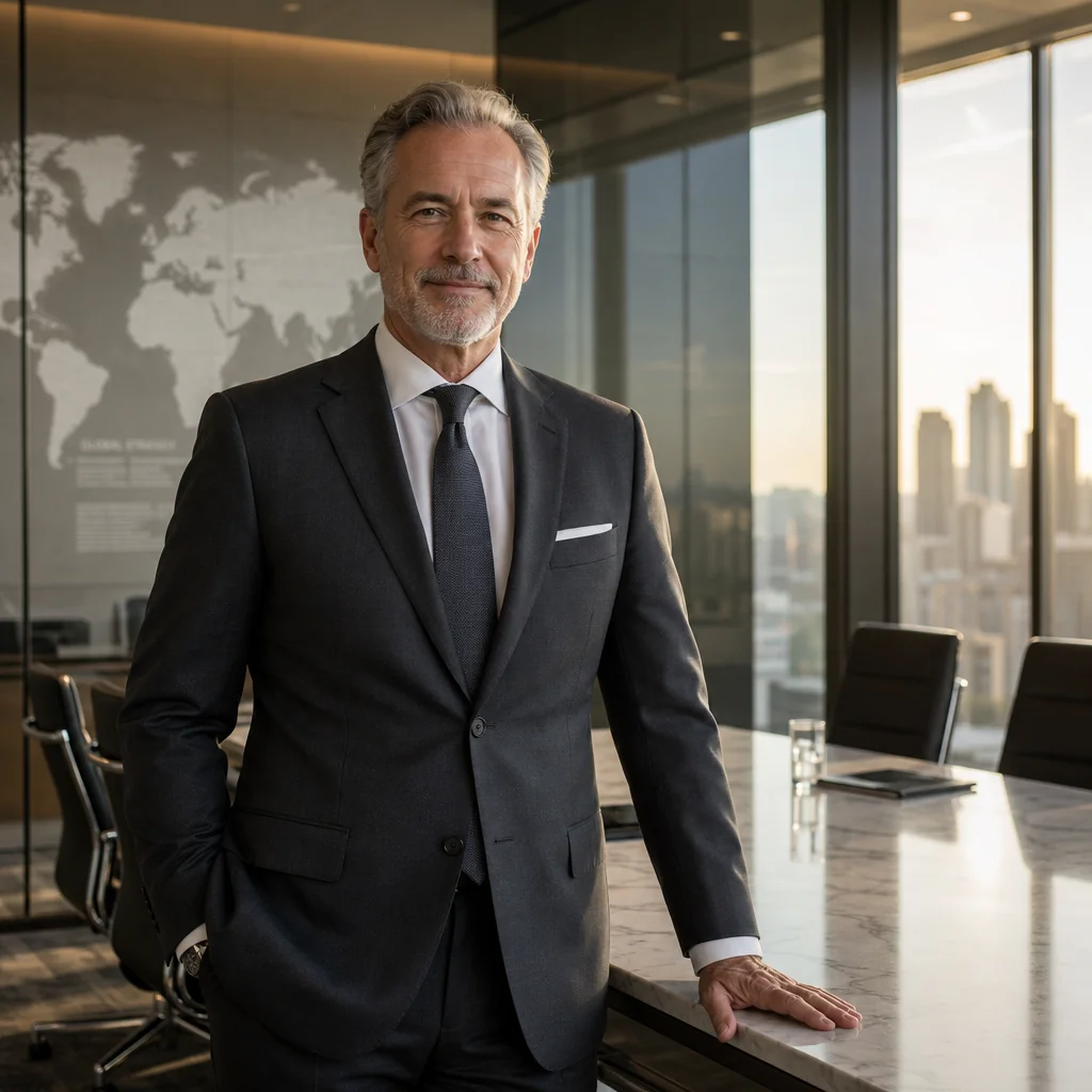Portrait of David, a director in a professional setting