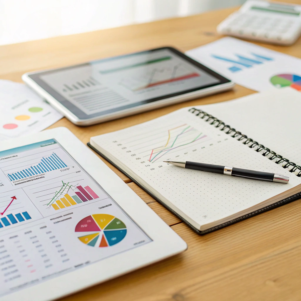 Close-up of hands reviewing business strategy documents